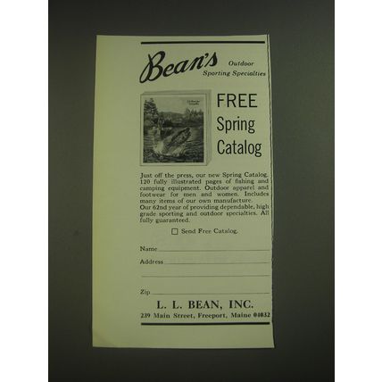 1974 L.L. Bean Inc. Advertisement - Bean's Outdoor sporting specialties