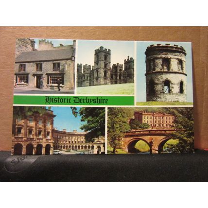 multiview, HISTORIC DERBYSHIRE unused postcard Colourmaster