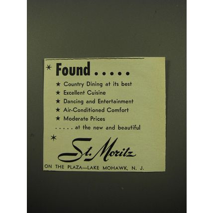 1950 St. Moritz Restaurant Advertisement - Found