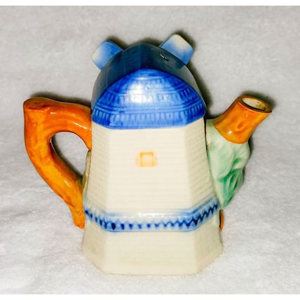 Porcelain 5.5" Miniature Teapot, 2-Piece Windmill, Made in Japan, Vintage