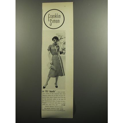 1952 Franklin Simon Dress Ad - Our 1953 deauville