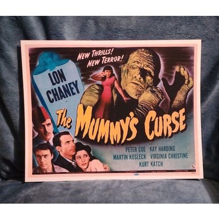 THE MUMMY'S CURSE LOBBY TITLE CARD POSTER 1944 LON CHANEY JR VIRGINIA CHRISTINE