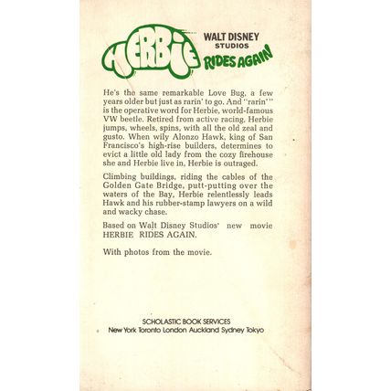 Herbie Rides Again by Mel Cebulash ( Scholastic Inc. | 3rd. Printing | 1974 )