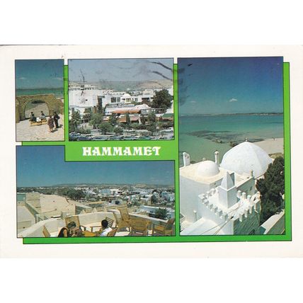 Hammamet Multiview Tunisia Postcard posted 1992 print on face