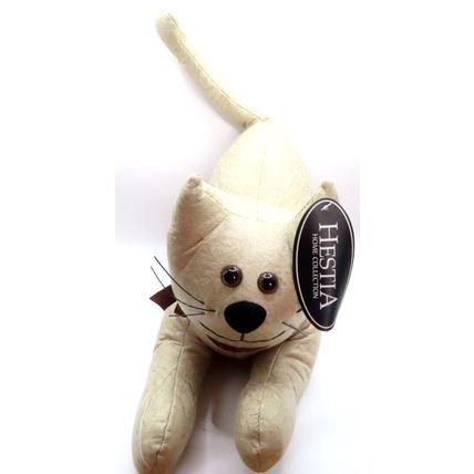Beige Cat Doorstop Doorstop with Brown Bow Gift Home Decor Decoration 21 CM Pet