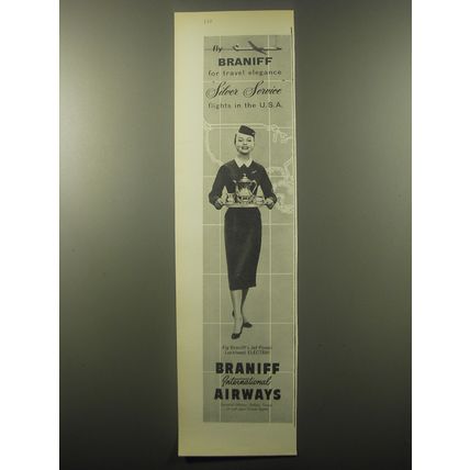 1959 Braniff Airways Ad - Fly Braniff for travel elegance Silver Service