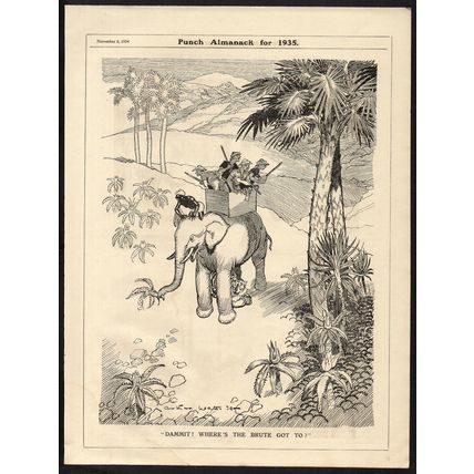 DAMMIT! WHERE’S THE BRUTE GOT TO? 1934 Arthur Watts PUNCH CARTOON PAGE