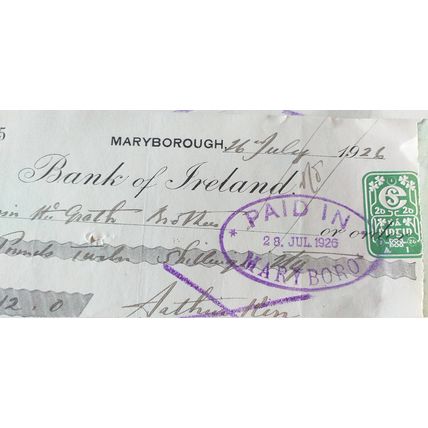 Old Irish Cheques Job Lot of 17 Cheques most 1920-s, Bank Of Ireland and Munster