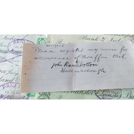 Old Irish Cheques Job Lot of 17 Cheques most 1920-s, Bank Of Ireland and Munster