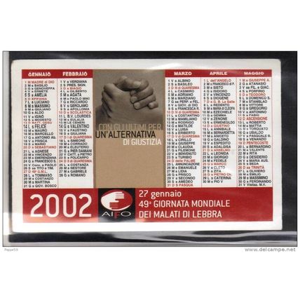 Calendarietto Pubblicitario 2002 - Malati di lebbra