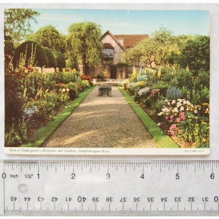 1974 postcard Rear of Shakespeares Birthplace & Gardens, Stratford on Avon