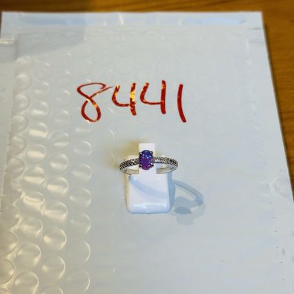Bomb Party Sz7 BP Ring Jewelry RBP Minimalist Petite Lilac Fire Opal Rhodium Pl