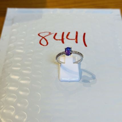 Bomb Party Sz7 BP Ring Jewelry RBP Minimalist Petite Lilac Fire Opal Rhodium Pl