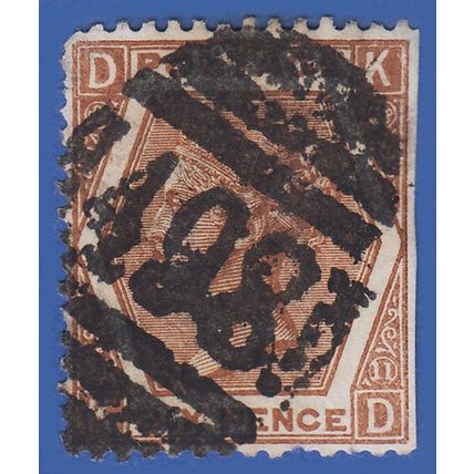 GB QV 1872 6d CHESTNUT PLATE 11 DK SG122a GU MANCHESTER 498
