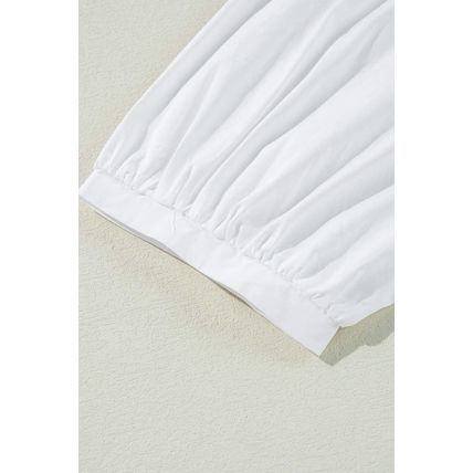 White Bow Knot Cutout Back Loose Fit 3/4 Sleeve Blouse