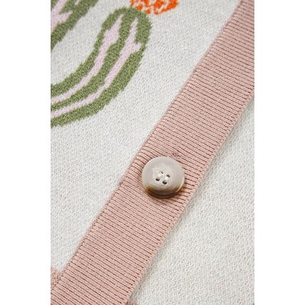 Apricot Desert Cactus Buttoned Front Sweater Cardigan