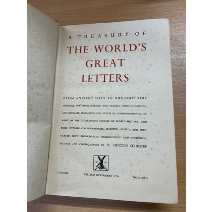 1941 1ST EDITION "A TREASURY OF WORLD'S GREAT LETTERS" HARDBACK BOOK (P5)