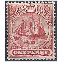 Turks & Caicos 1905 SG111 1d Red Mounted.Mint