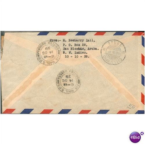 Netherlands Antilles Airmail (Curacao) 1939 - SG 127 - Letter from Aruba