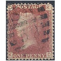 1858 SG43 1d Red Plate 175 Good Used Check Letters "KD".