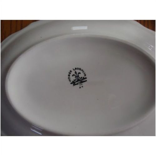 Homer Laughlin 11" x 8" Blue & Cream Bone China Serving Plate