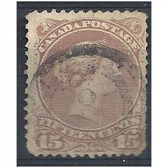 Canada 1868 SG61b 15c Dull Violet Grey Good Used. .
