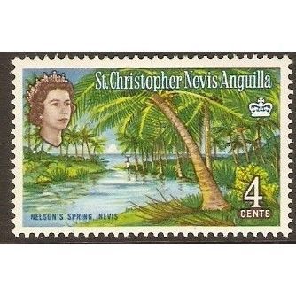 St Kitts Nevis Anguilla QEII 1963 4c Nelson's Spring Mounted Mint MM SG133 Stamp