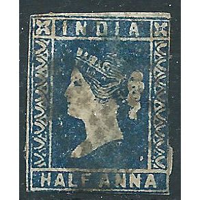 India 1854 SG6 1/2a Blue Good Used. ..