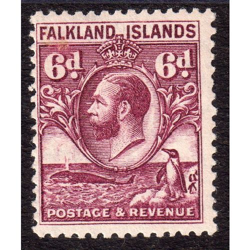 Falkland Islands Sg121a 6d Reddish Purple line perf Mounted Mint (G64)