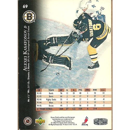 Upper Deck 1995 Hockey Trading Card 69 Alexei Kasatonov #6 Defence Boston Bruins