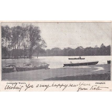 Connaught Waters Chingford Essex Boats Old Postcard