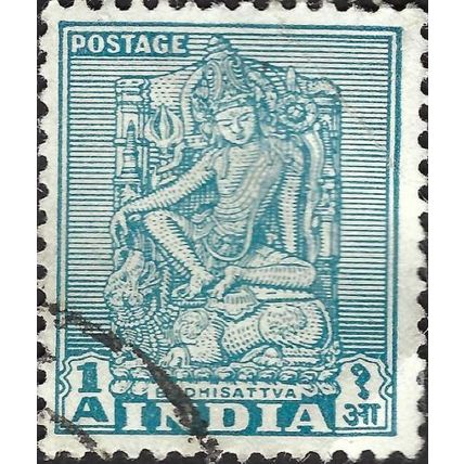INDIA, Bodhisattva, leaning left, blue 1950, 1anna, #5