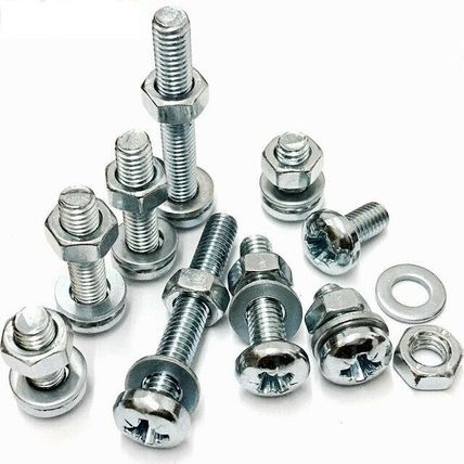 M4 / 4mm ZINC MACHINE POZI PAN HEAD SCREWS BOLTS WITH FULL NUTS & THICK WASHERS
