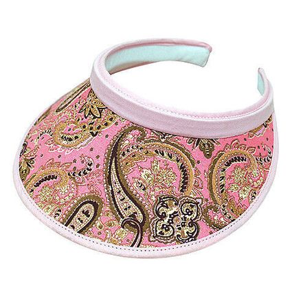 Visor Caps: Canvas Paisley Print Clip-on w/ Moisture Wicking Sweatban - HT-41...