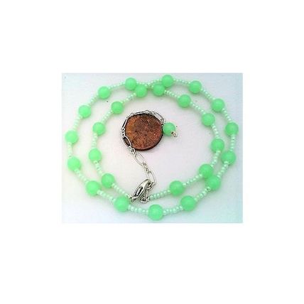 Green Opal Glass Beaded Choker Necklace