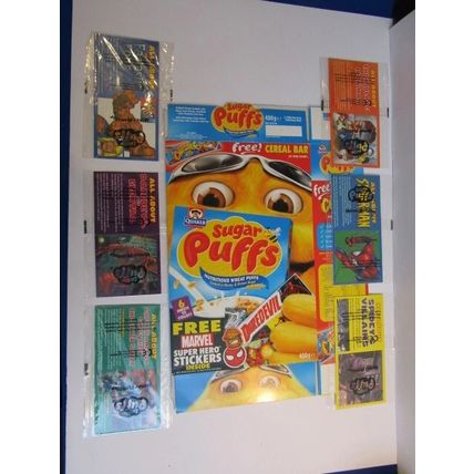Quaker - Sugar Puffs 2003 Box MARVEL Super Hero Sticker packs Sealed Set of 6