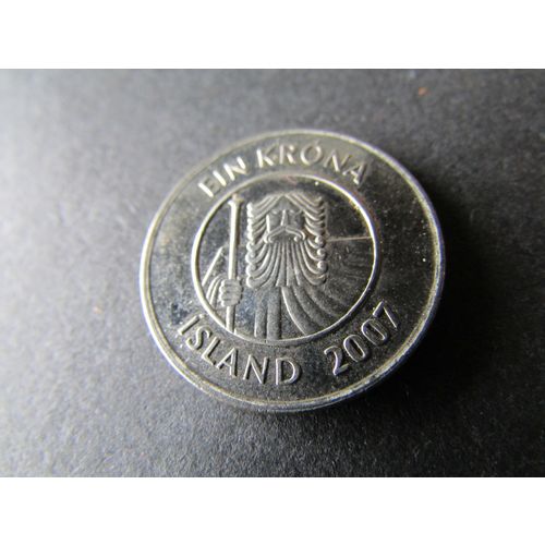 2007 ICELAND ONE KRONA - COIN - 2 FREE POST. AM