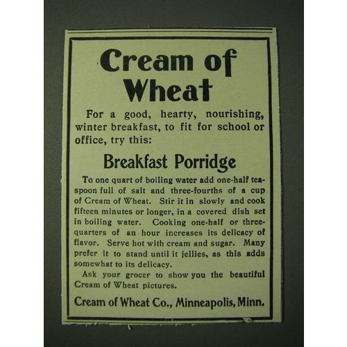 1900 Cream of Wheat Cereal Ad - Breakfast Porridge
