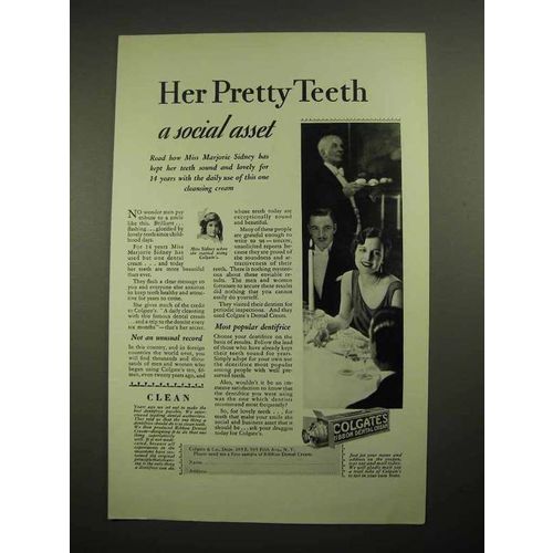 1928 Colgate's Ribbon Dental Cream Toothpaste Ad - Her Pretty Teeth