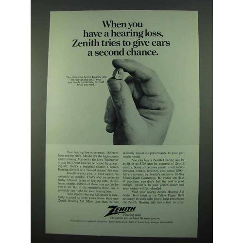 1969 Zenith Hearing Aid Ad - Give Ears a Second Chance