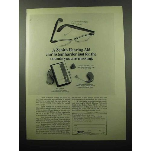 1969 Zenith Hearing Aids Ad - Can Listen Harder