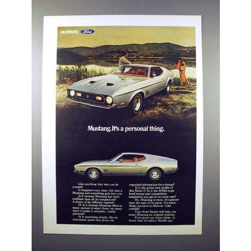 1971 Ford Mustang Mach I Car Ad - Personal Thing