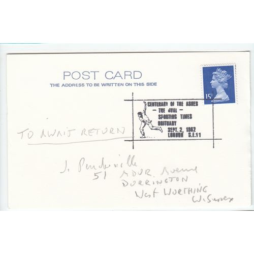 Centenary of the Ashes Cricket 1982 Event Postmark Postcard E11