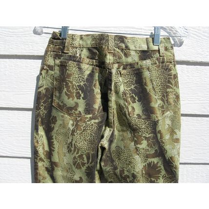 Roberto Cavalli Pants S Small Green Brown Printed Jeans 28 Waist Italy EUC