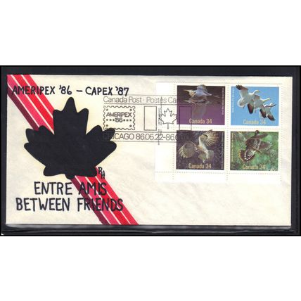 Cover Canada Stamps/4 AMERIPEX '86-CAPEX '87 (Cachet-U/A) Box0397