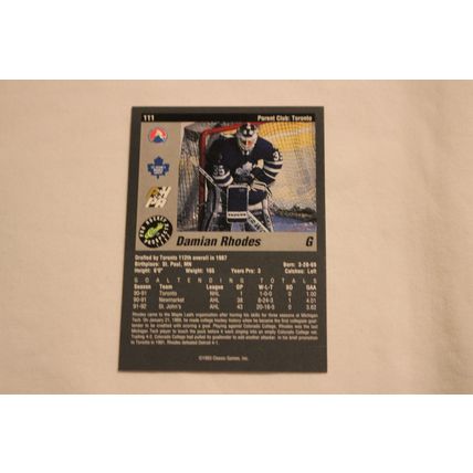 Damian Rhodes 1993 Classic Pro Hockey Prospects NO. 111