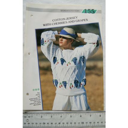 Woman's pattern 155 cotton jersey with cherries and grapes