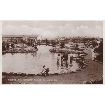 Boating Lake Clacton On Sea Essex Real Photo Old Postcard