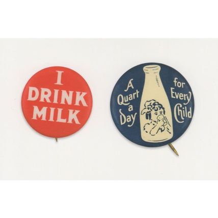 I Drink Milk Pint Bottle Of Childrens Drink Dairy Badge Button Postcard