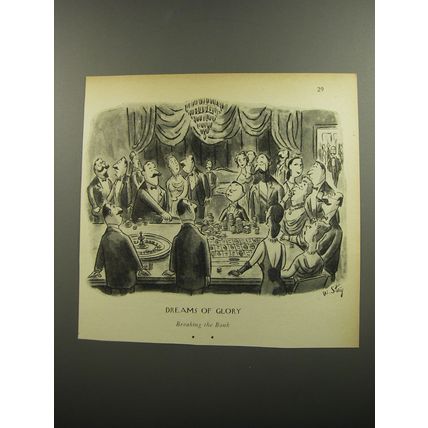 1952 Cartoon by William Steig - Dreams of Glory Breaking the bank